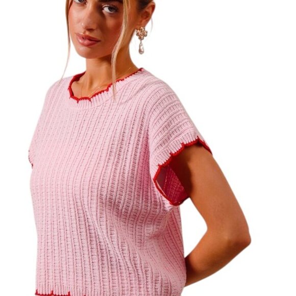 Pink Ribbed Sweater Top - Picture 2 of 10